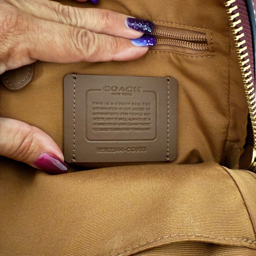 Coach Signature Burgundy and Gold Bag